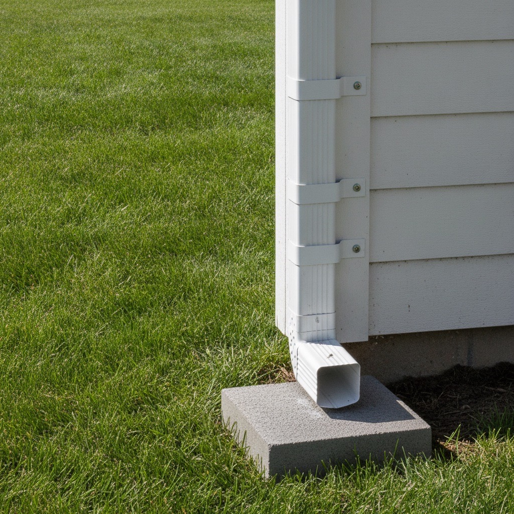 Downspout draining water away from house foundation