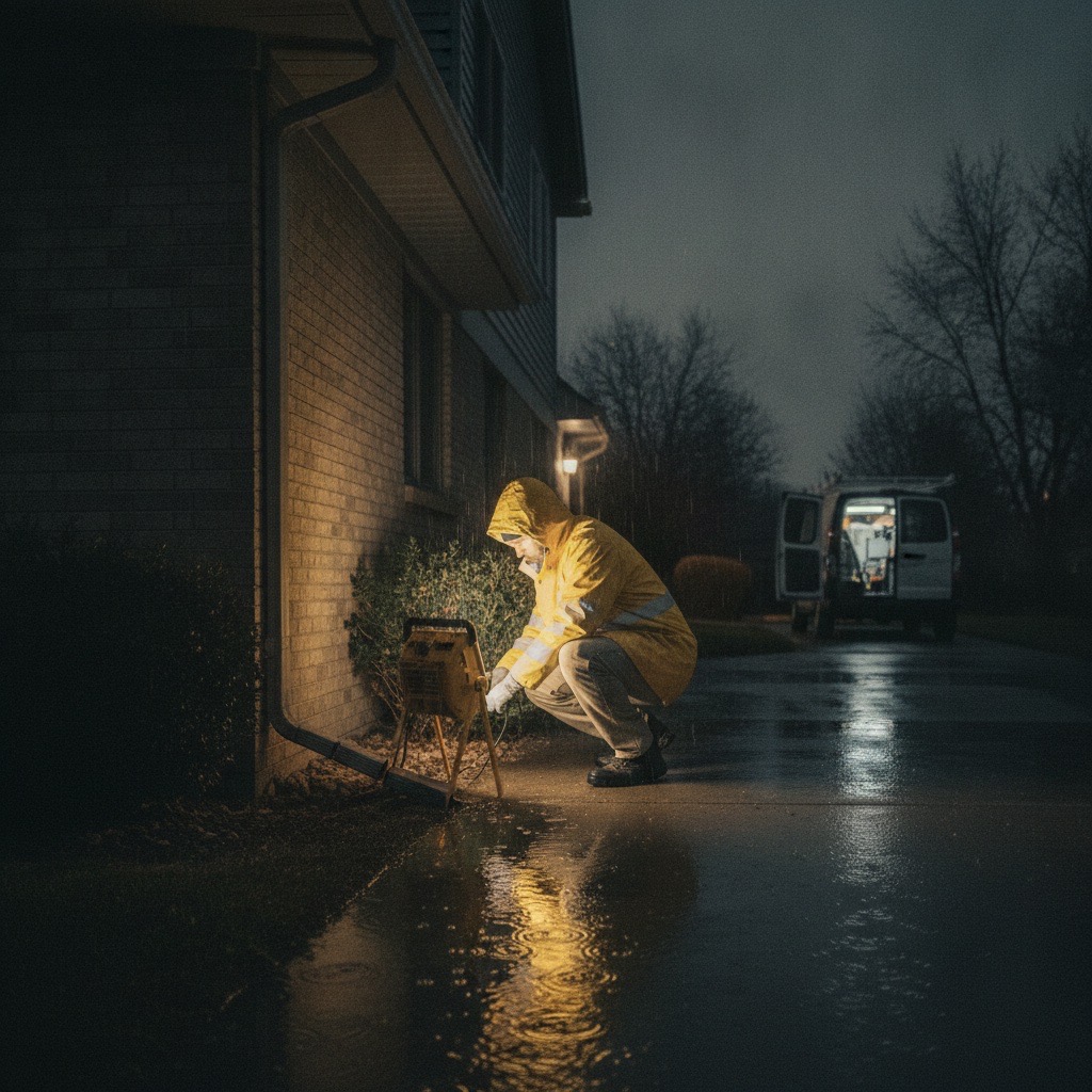 Emergency gutter repair team responding to storm damage