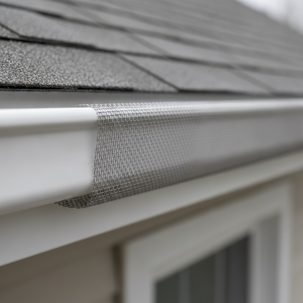 Leaf guard being installed on seamless aluminum gutters