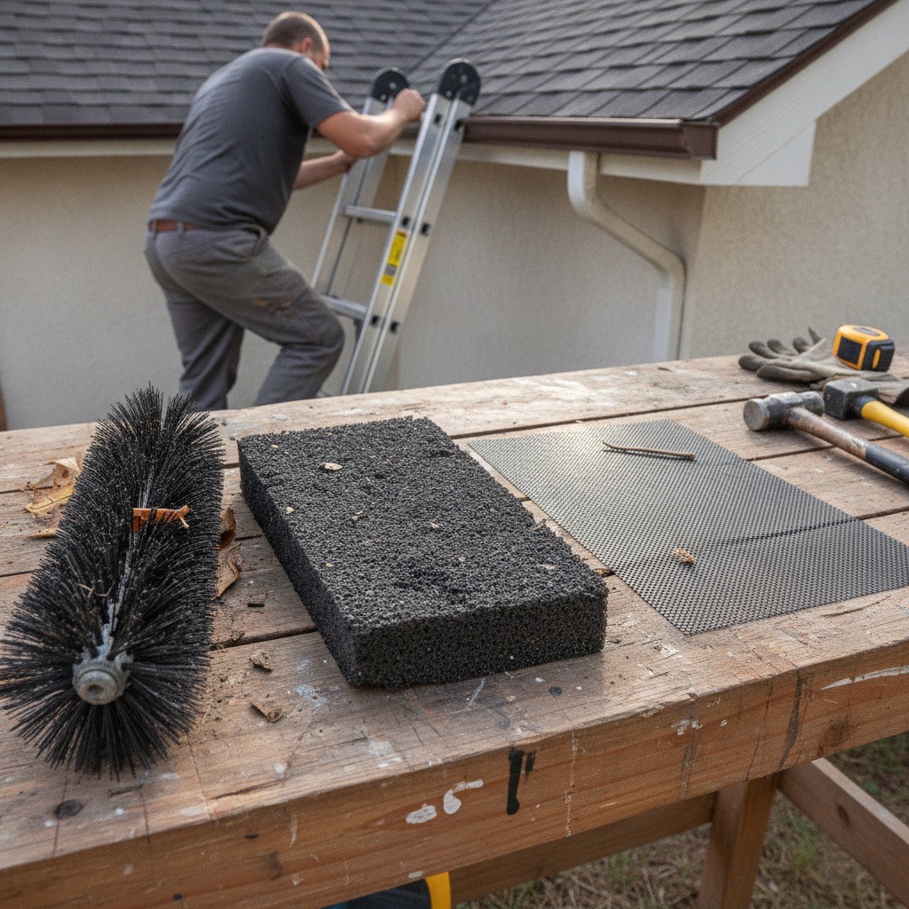 Three types of gutter guards side by side