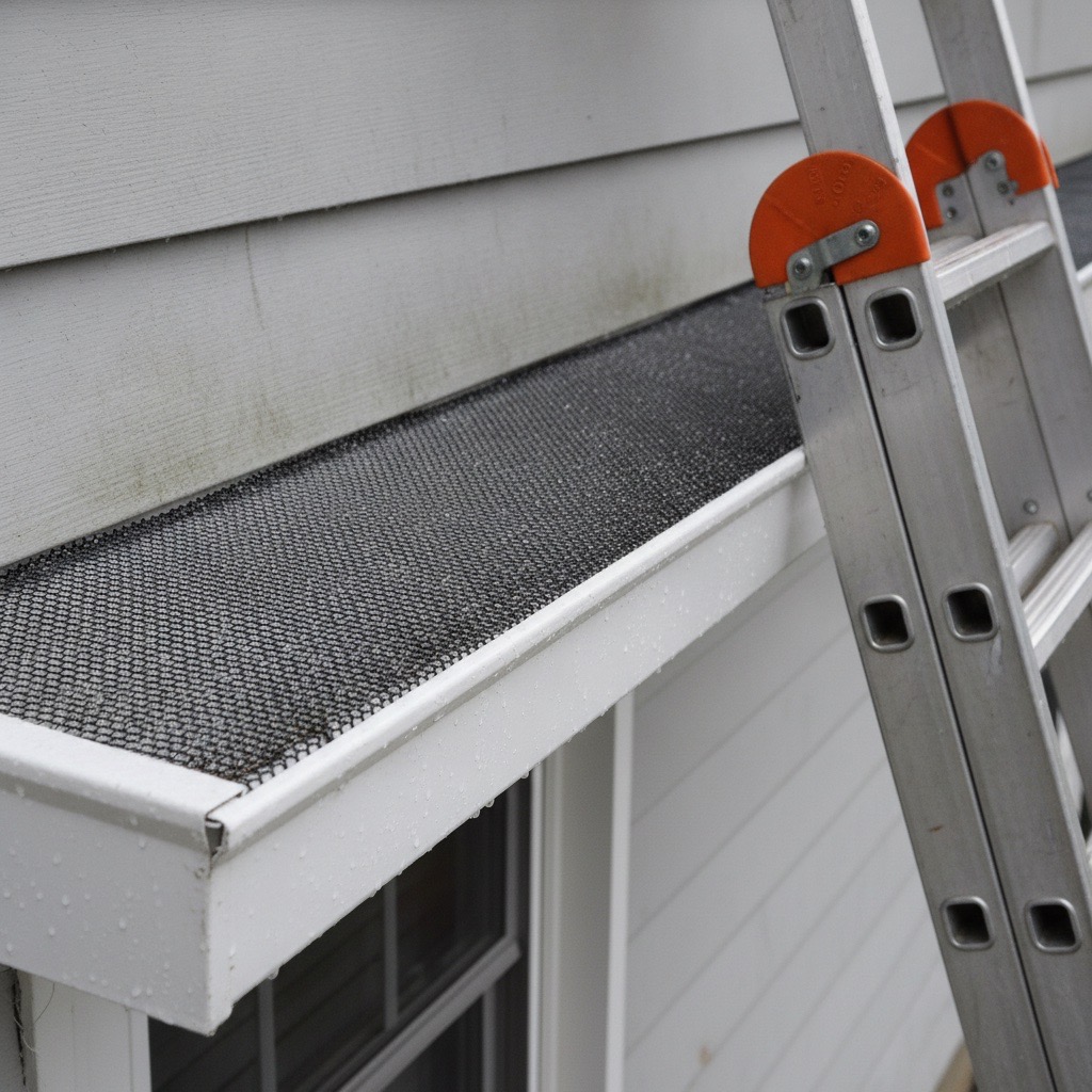 House with leaf guards installed on seamless gutters