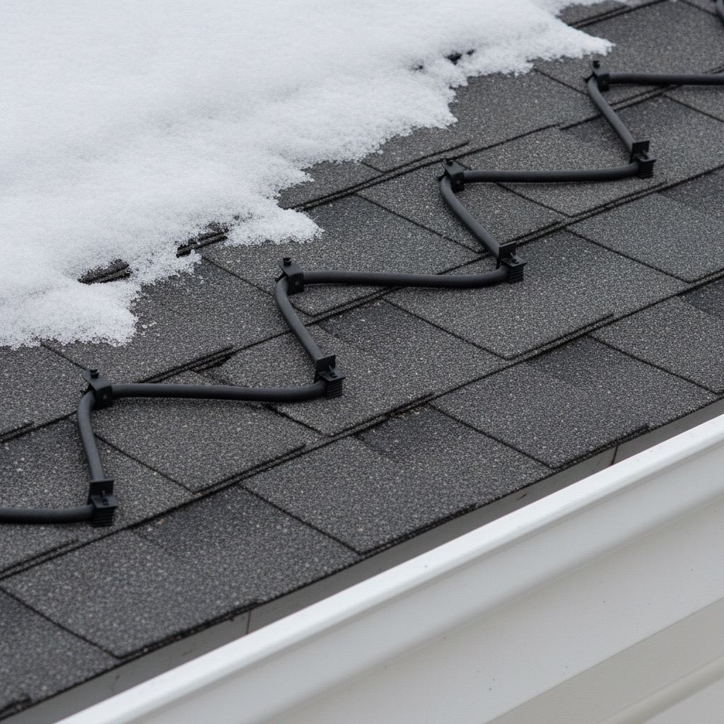 Heat cable along roof edge for ice dam prevention