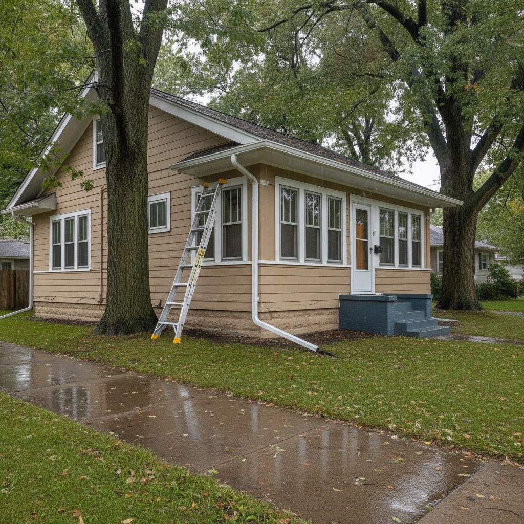Seamless gutter installation on a Minneapolis craftsman home