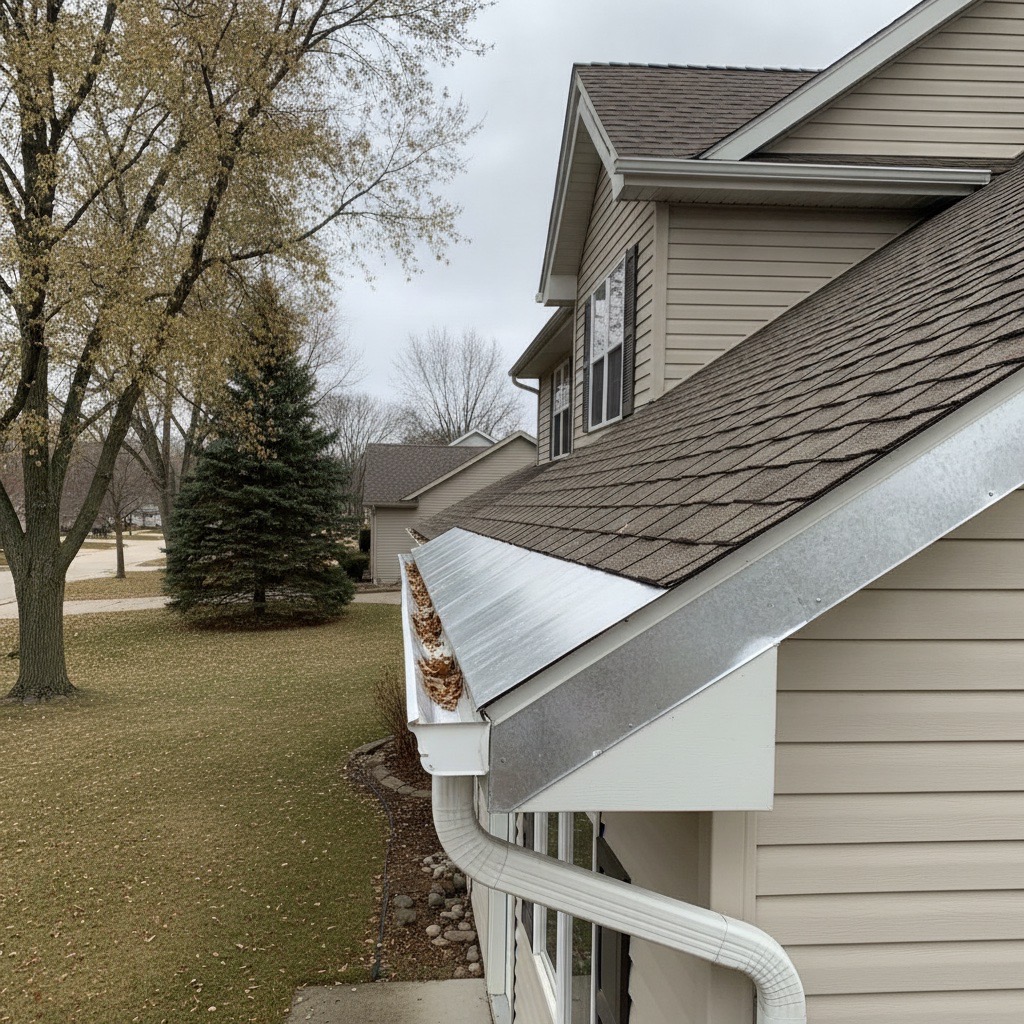 Solid aluminum gutter guards on an Apple Valley two-story home