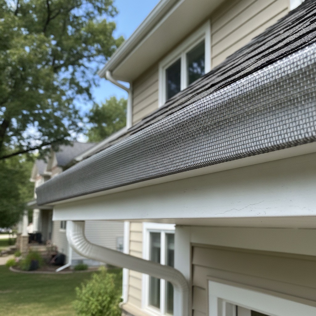 Micro-mesh guards installed on existing gutters in Plymouth